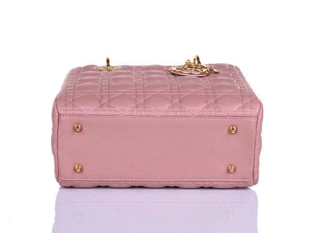 lady dior lambskin leather bag 6322 pink with gold hardware - Click Image to Close